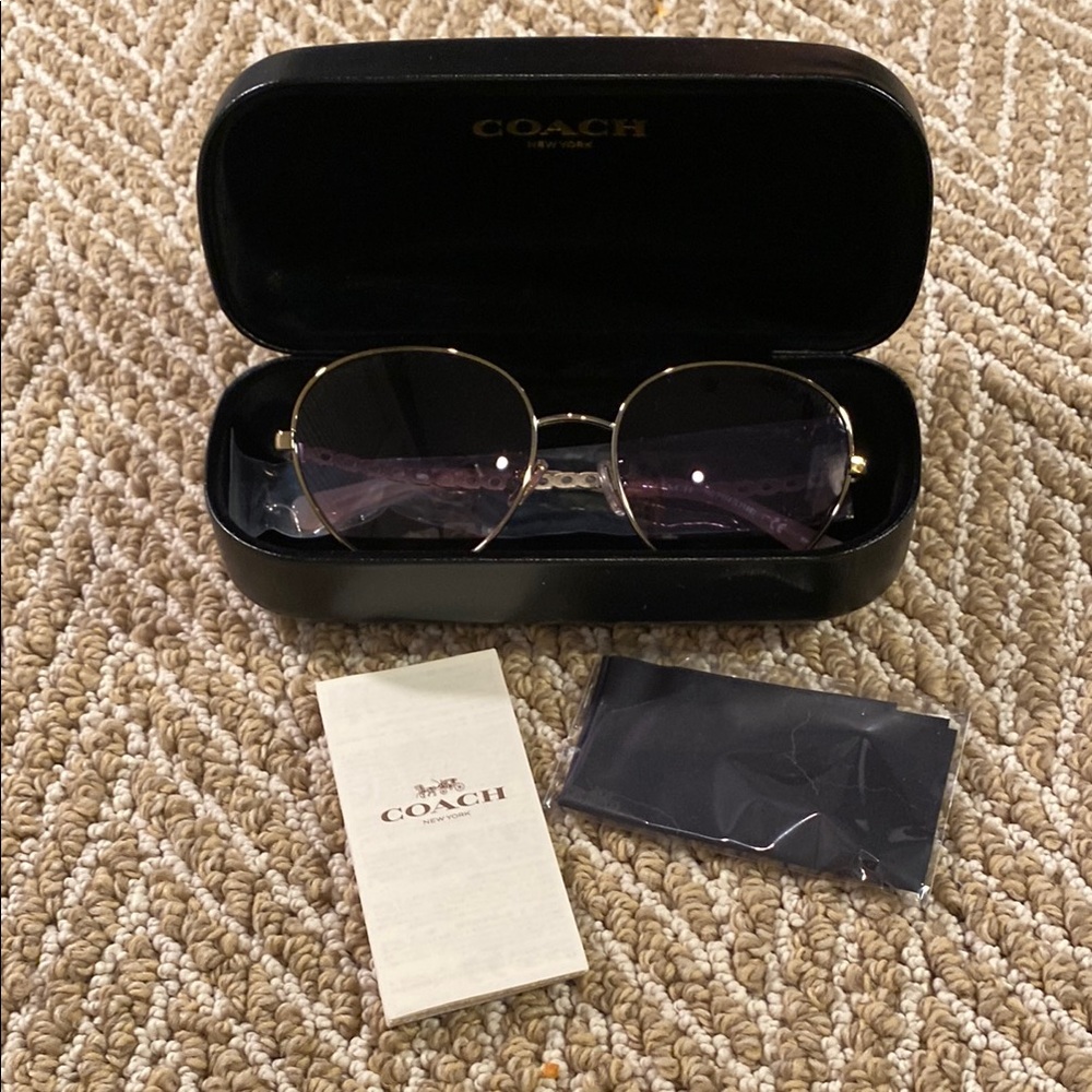 NWT Coach Light Gold and Purple Gradient Sunglasses